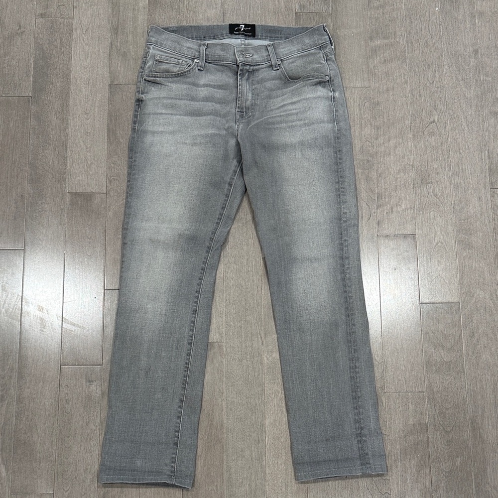 7 For All Mankind Men's Light Gray Slim Jeans